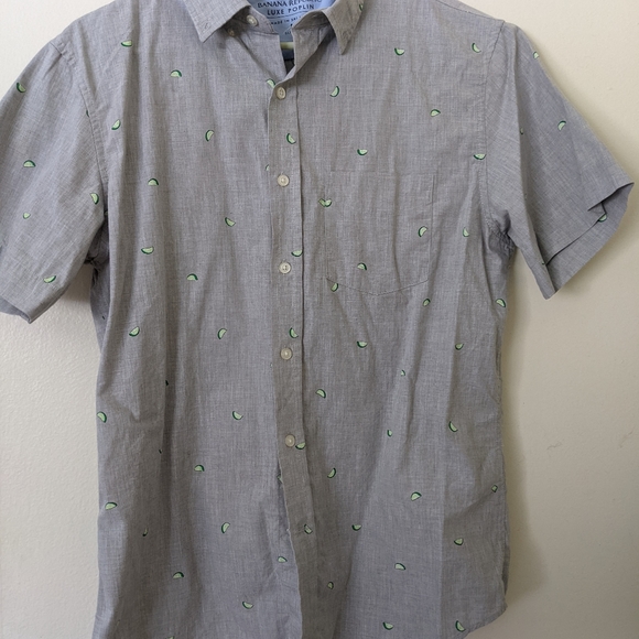Banana Republicans Grey Button Up Medium Slim Fit - Picture 3 of 5